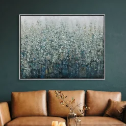 Quadro astratto 90x120 cm foresta pittura in rilievo cornice legno