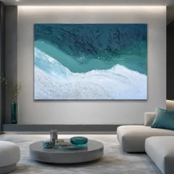 Quadro astratto 100x150 cm moderno materico confine acqua