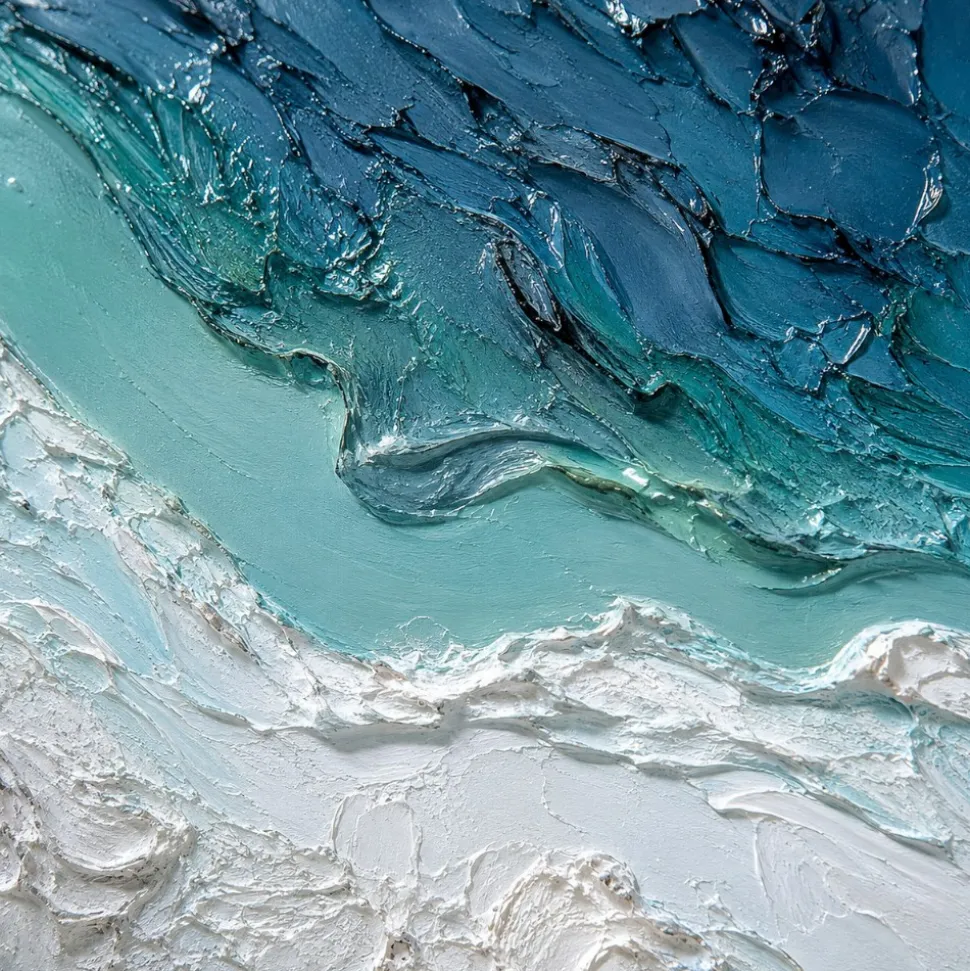 Quadro astratto 100x150 cm moderno materico confine acqua
