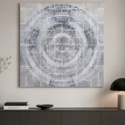 Quadro astratto 100x100 dipinto azzurro grigio per soggiorno