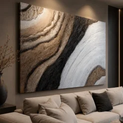 Quadro astratto 100x150 tracce nella pietra dipinto moderno pittura a rilievo