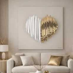 Quadro 3d cuore stilizzato moderno 50x50 bongelli preziosi