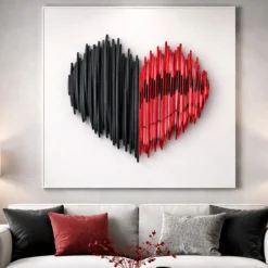 Quadro 3d moderno cuori stilizzati 50x50 legno marmorino bongelli preziosi