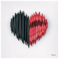 Quadro 3d moderno cuori stilizzati 50x50 legno marmorino bongelli preziosi