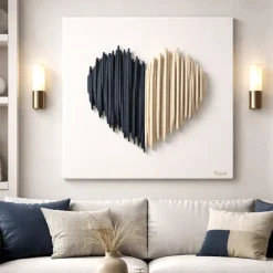 Quadro moderno cuore stilizzato 50x50 design bongelli preziosi