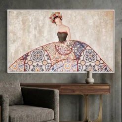 Quadro moderno dama 120x70 tela decorata