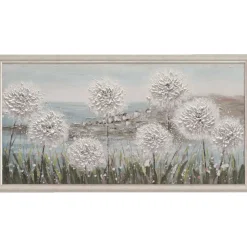 Quadro moderno dipinto 68x128 campo fiorito per soggiorno