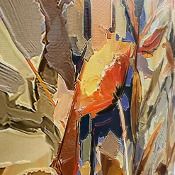 Quadro moderno floreale astratto 77x143 cm stampa con decoro a rilievo