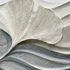 Quadro moderno onde di ginkgo tela dipinta con cornice 150x80