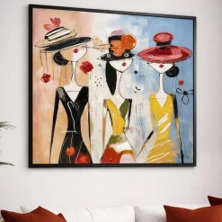 Quadro moderno signore chic 100x100 tela dipinta con cornice