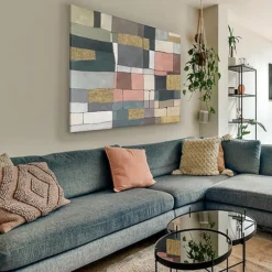 Quadro mosaico moderno dipinto 120x160 cm applicazioni in oro