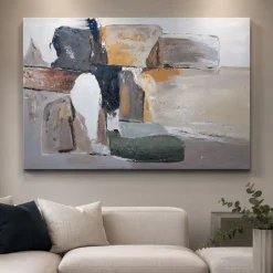 Quadro orizzonte astratto 80x120 cm dipinto moderno materico a rilievo