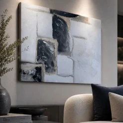 Quadro per salone 100x150 cm dipinto materico architettura astratta