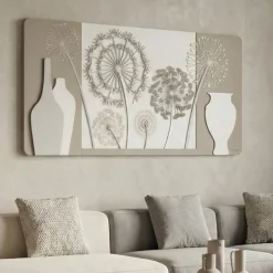 Quadro per soggiorno moderno in legno floreale 120x60