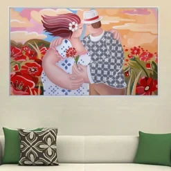 Quadro romantico per soggiorno moderno 122x72 cornice bianca
