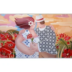 Quadro romantico per soggiorno moderno 122x72 cornice bianca