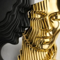 Quadro scultura coppia stilizzata bianco nero oro 50x50 bongelli preziosi