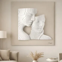 Quadro scultura moderna 50x50 coppia stilizzata nocciola bongelli preziosi