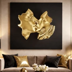 Quadro scultura volti 3d moderno 50x50 oro nero bongelli preziosi