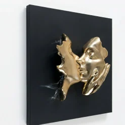Quadro scultura volti 3d moderno 50x50 oro nero bongelli preziosi