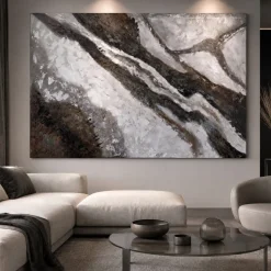 Quadro segni nella pietra astratto moderno 800x120 cm dipinto materico a rilievo