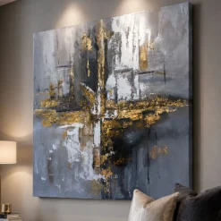 Quadro tracce di luce 120x120 cm astratto moderno dipinto a rilievo