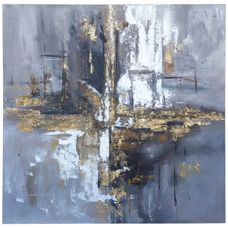 Quadro tracce di luce 120x120 cm astratto moderno dipinto a rilievo