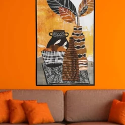 Quadro verticale etnico per soggiorno cornice nera 80x120