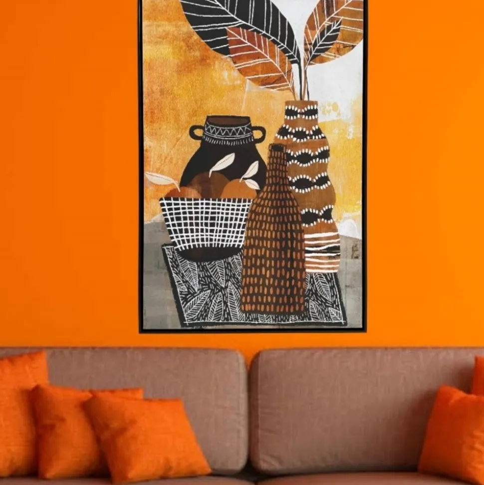 Quadro verticale etnico per soggiorno cornice nera 80x120