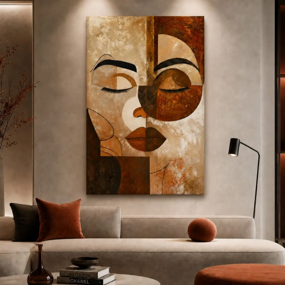 Quadro verticale materico geometrie dell’anima 100x150 per salotto