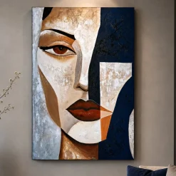 Quadro verticale moderno fascino silenzioso 80x120 dipinto materico a rilievo