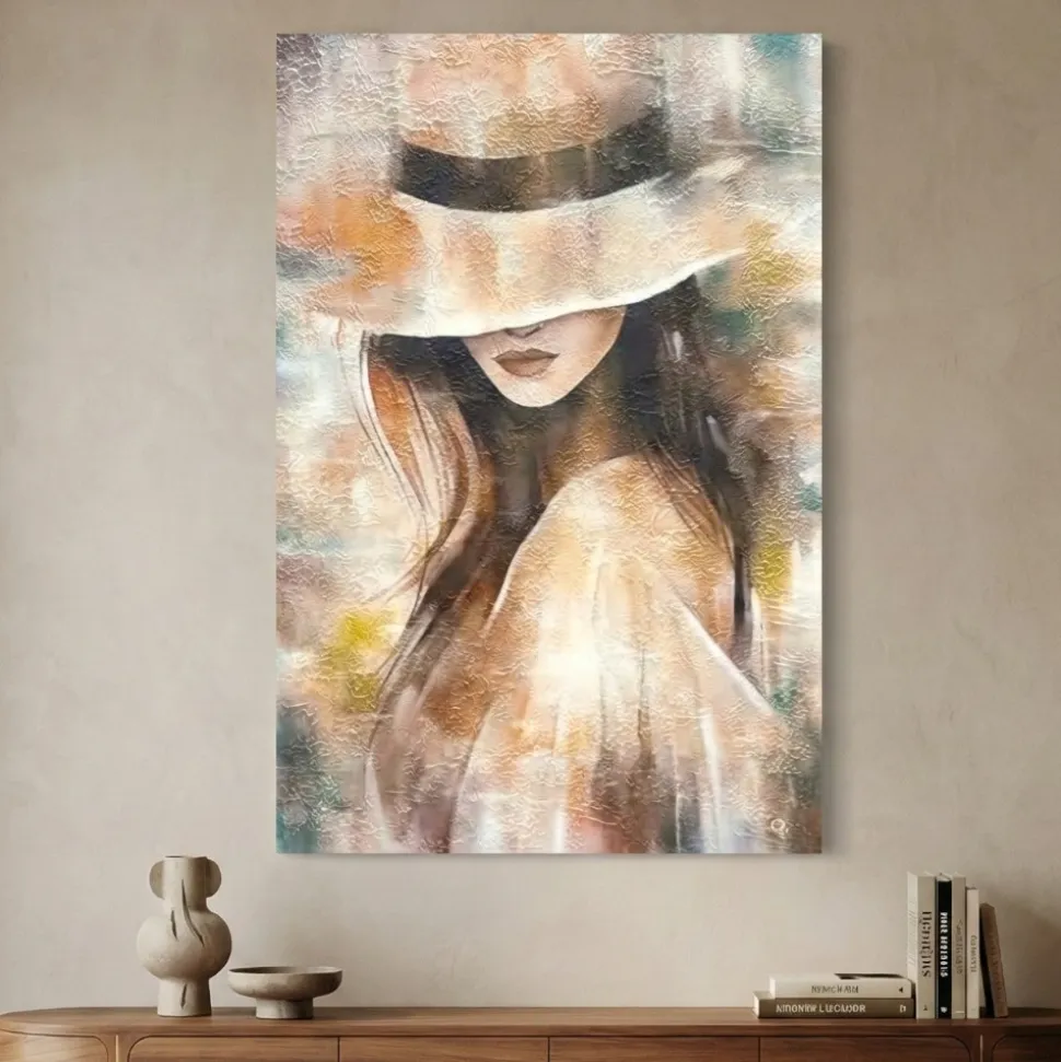 Quadro verticale 60x90 la donna del mistero tela decorata
