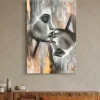 Quadro verticale 60x90 sguardo interiore tela decorata oro