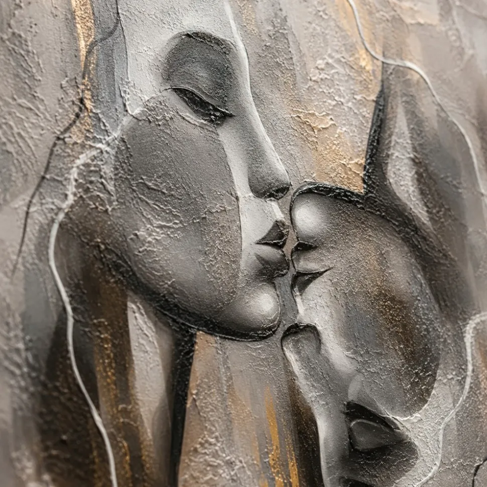 Quadro verticale 60x90 sguardo interiore tela decorata oro