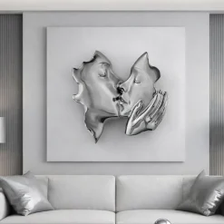 Quadro volti 3d bianco argento moderno 50x50 bongelli preziosi