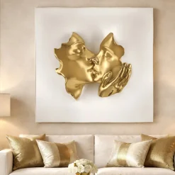 Quadro volti 3d moderno 50x50 bianco oro bongelli preziosi