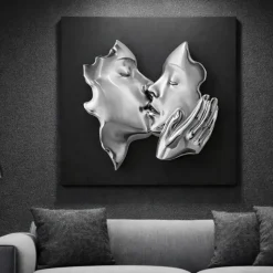 Quadro volti 3d scultura argento nero 50x50 bongelli preziosi