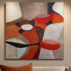 Quadro 120x120 cm danza di forme astratto moderno dipinto a rilievo quadrato