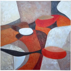 Quadro 120x120 cm danza di forme astratto moderno dipinto a rilievo quadrato