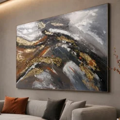 Quadro 100x150 cm impulso astratto moderno dipinto a rilievo materico