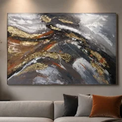 Quadro 100x150 cm impulso astratto moderno dipinto a rilievo materico