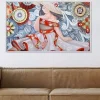 Quadro 122x72 donna italiana dipinto su tela cornice bianca