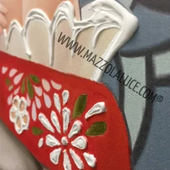 Quadro 122x72 donna italiana dipinto su tela cornice bianca