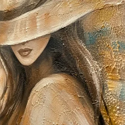 Quadro 50x70 la donna del mistero tela decorata in oro