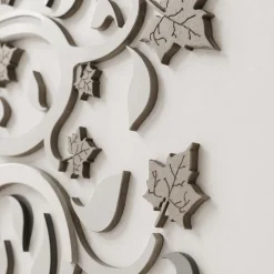 Quadro albero della vita moderno 60x120 legno bianco tortora grigio