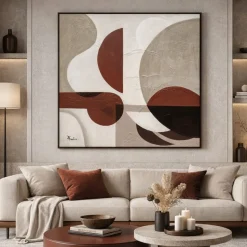 Quadro astratto moderno tela materica con cornice 100x100