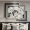 Quadro capezzale capoletto 42x53 cm sacra famiglia grigio resina lucido
