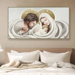 Quadro capezzale sacra famiglia per camera da letto 140x70 cm