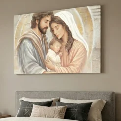 Quadro capezzale sacra famiglia custodi del mistero 120x70