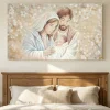 Quadro capezzale 120x70 sacra famiglia decorata abbraccio eterno